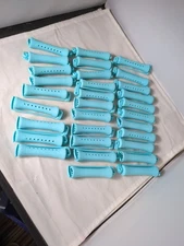 31 Aqua Blue Snap-On Hair Rollers Lot | Vintage-Style Jumbo Curlers for Volume
