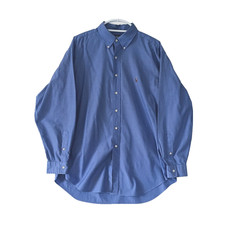 Polo Ralph Lauren Dress Shirt Mens 17 35 Blue Yarmouth Pinpoint Oxford Preppy