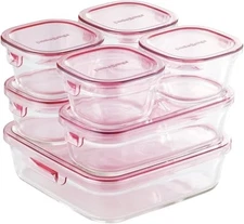 iwaki Heat Resistant Glass Storage Container Pink Set of 7 PS-PRN-P7