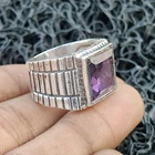 Men's Gift Ring 925 Sterling Silver Handmade Amethyst Ring All Size BJ341