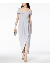 XSCAPE Womens Gray Tulip Hem Lined Short Sleeve Maxi Sheath Dress Plus 22W