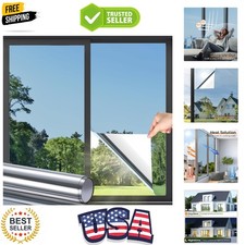 Window Privacy Film, One Way Window Tint for Home, Static Cling Anti UV Sun B...