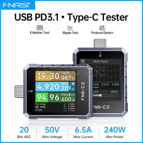 FNIRSI FNB-C2 Type-C Voltmeter Ammeter Power Meter  PD QC Fast Charging Tester