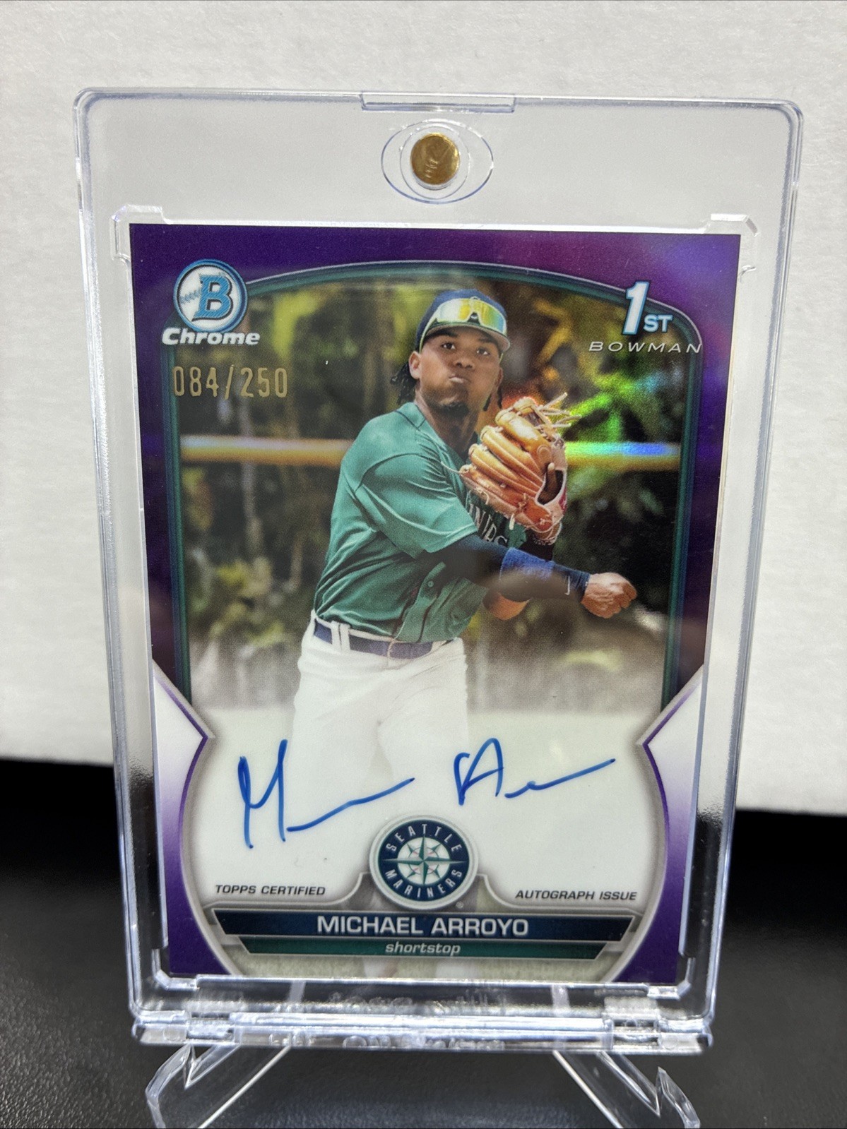 2023 Bowman Michael Arroyo Chrome Auto Purple Refractor 1st 084 /250