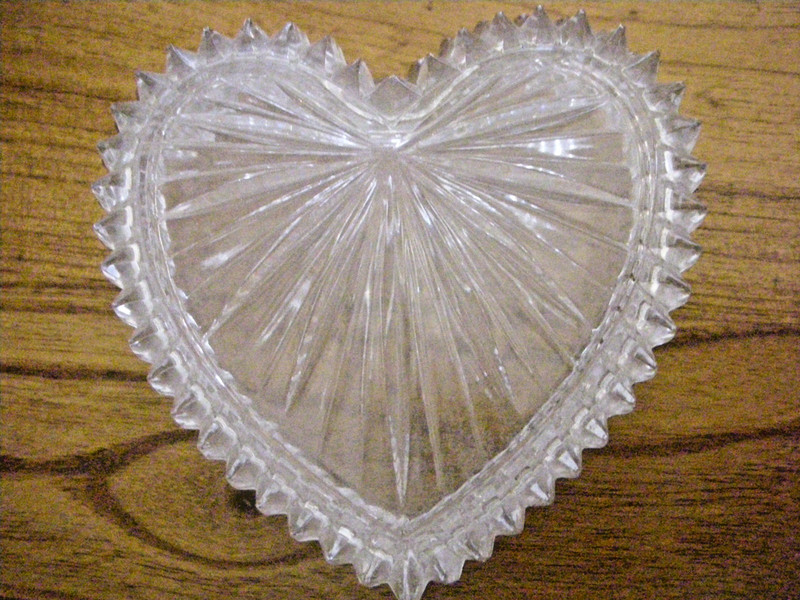 Vintage Full Lead Crystal Heart Shaped Trinket Box