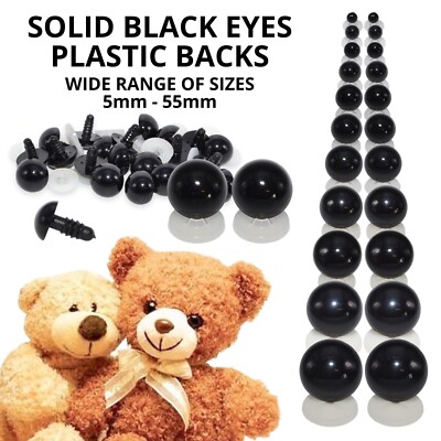 Solide schwarze Teddyaugen Sicherheit Kunststoffrücken - Bärenherstellung Stofftier Puppe Tier