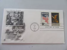 Register & Vote Combo Fdc 6c Stamp Sc#1344 & 5c Sc#1249 ArtCraft -1968 Issue