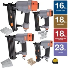 HDX 4-Piece Pneumatic Air Nailer 16GA Finishing 18GA Brad 18GA Stapler 23GA AA