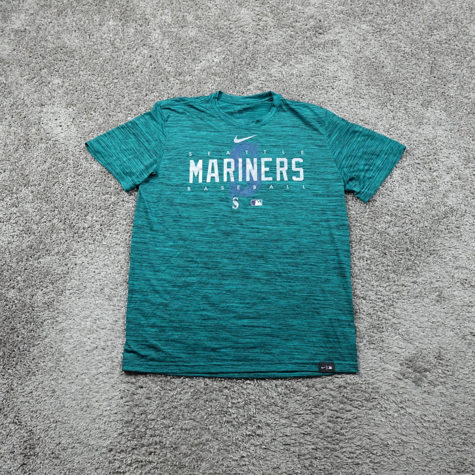 Seattle Mariners Shirt Mens Large Center Swoosh Nike MLB Long Sleeve Performance