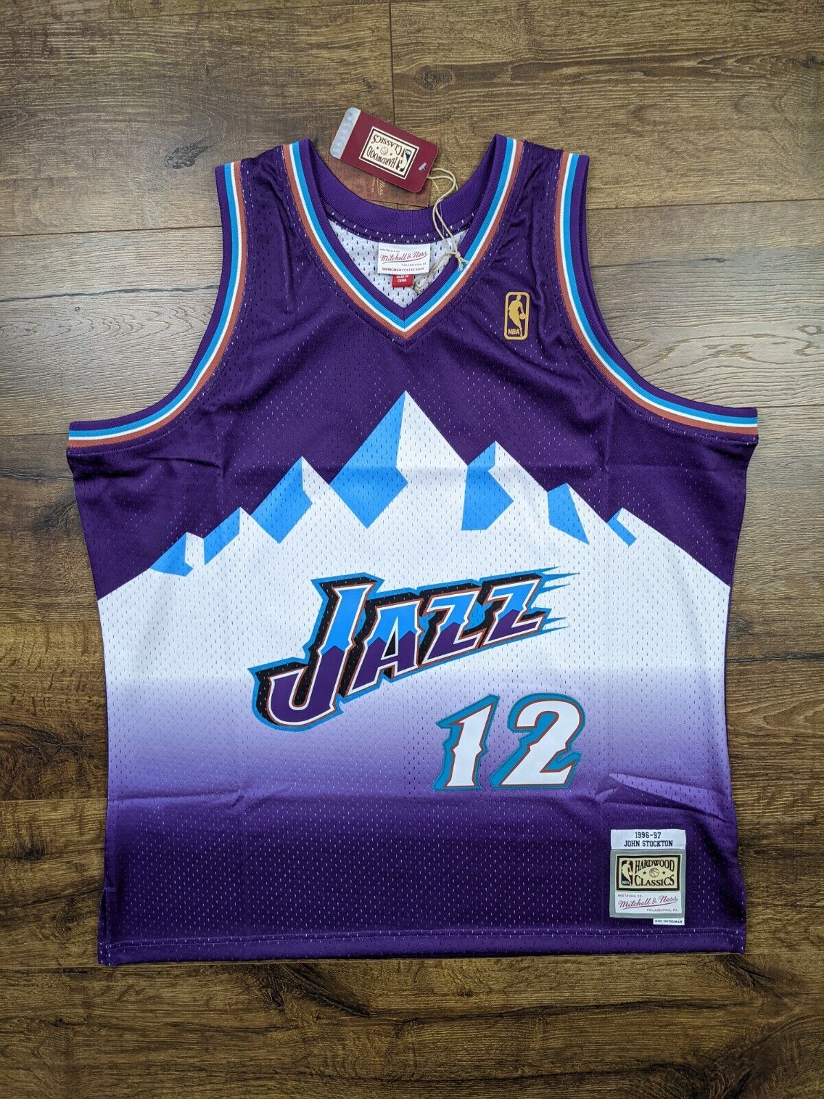 Men's Mitchell & Ness John Stockton Utah Jazz White 1996-97 Hardwood Classics Swingman Jersey