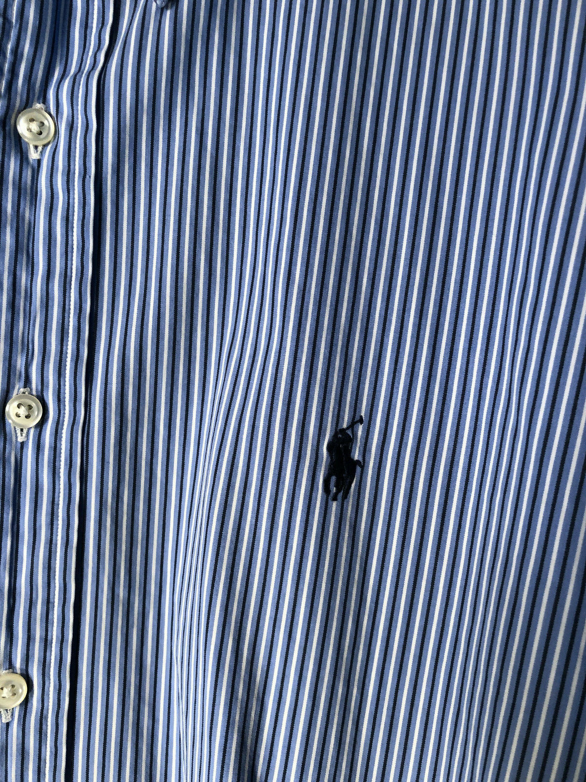 Ralph Lauren Button Down Dress Shirt, Custom FIt, Blue stripe, Men's 18 34/35 thumbnail 3