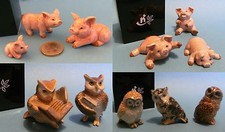 1 Set Porzellanfiguren Porzellantier Schwein Eule Porzellan Schweinchen Vögel NW
