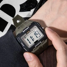 Men Sport Watch Big Numbers Digital Multifunction Alarm Waterproof Square Screen