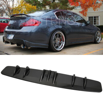 Glossy Rear Diffuser Fins Bumper Splitter Spoiler Lip For Infiniti G37 G35 Sedan