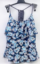 Arizona Juniors Floral Print Blue Ruffle Top Tankini Swimwear - Various Sizes