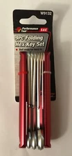 PERFORMANCE TOOL 9PC FOLDING HEX KEY SET BALL END SAE STANDARD W9132 ALLEN WRENC