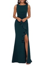 Betsy  Adam Ruffle Bow Trumpet Gown Sz 12 Pine
