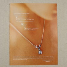 Vintage De Beers Jewelry Print Ad 1997 Paper Magazine Clipping 90s Fashion Page
