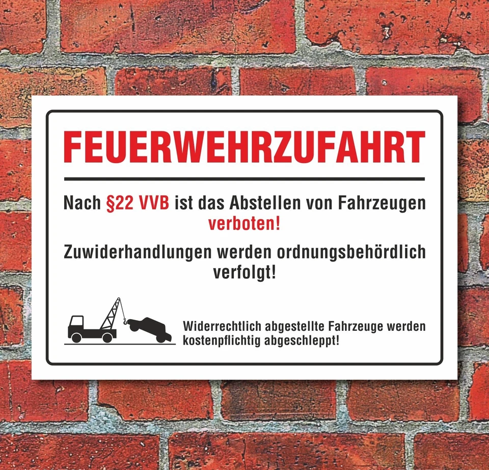 WERBEDEAL24 Schild "Feuerwehrzufahrt mit Bild", Gehweg, 3 mm Alu-Verbund