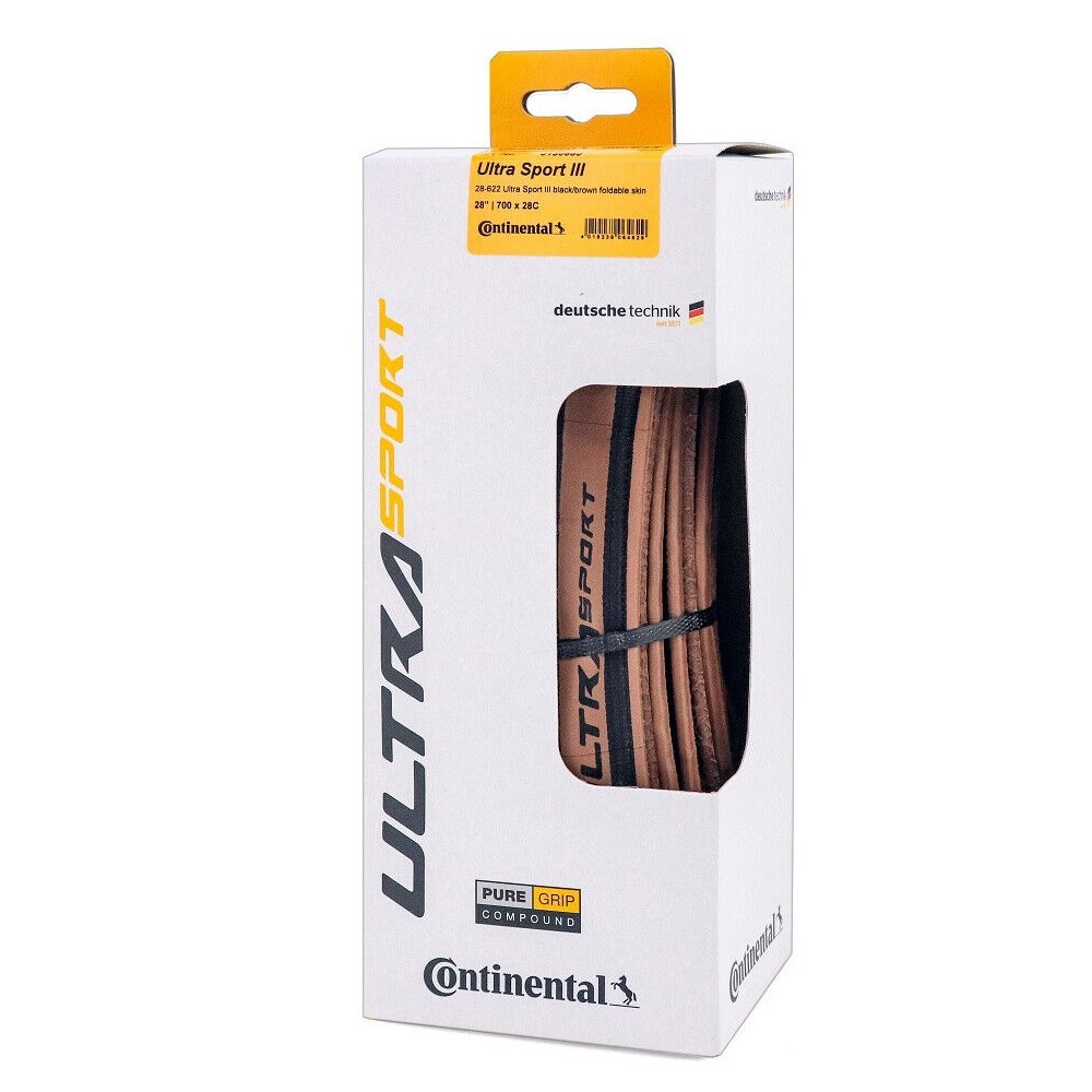 Continental Ultra Sport III Pneumatici 700x28c Pieghevole Nero/Marrone Puregrip