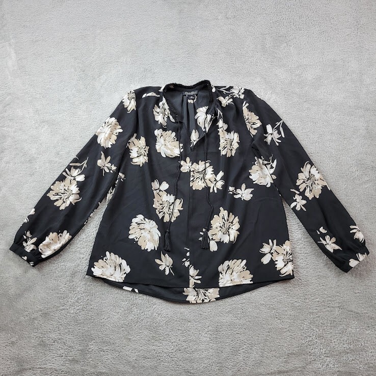 Lucky Brand Tunic Womens XS Trapeze Micro Floral Crochet Boho Peasant Blouse Top