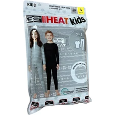 Heat 32 DEGREES Set Kids Base Layer Set Legging Crew Long Shirt Grey Snowflake