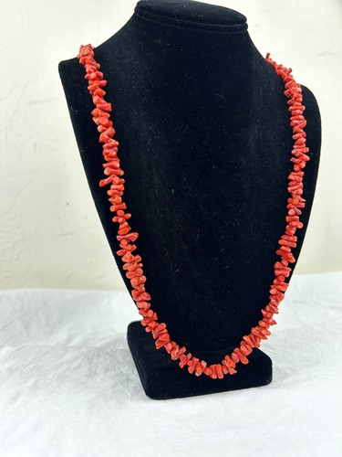 Red Mediterranean Branch Coral Bead Necklace
