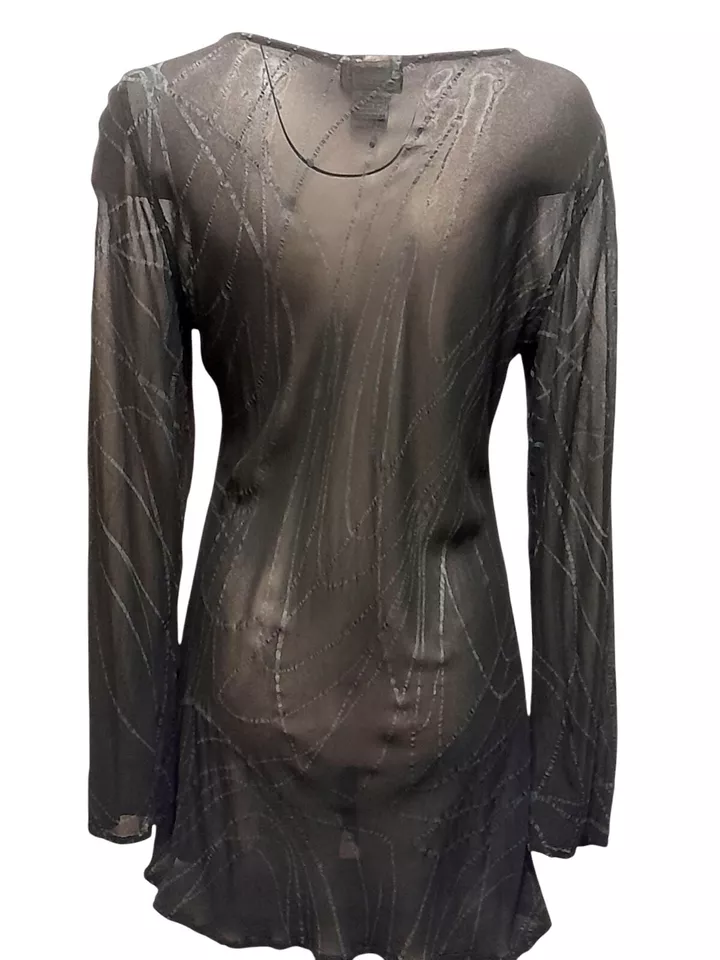 Туника женская Ghost England средняя прозрачная ведьминская богемная с гравировкой капризная топ черная - Изображение 3 из 4