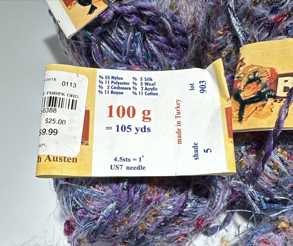 LA BOHEME em PURPLE PINK ORG #5 105yds 100g tecidos misturados Elizabeth Austen - Imagem 4 de 4