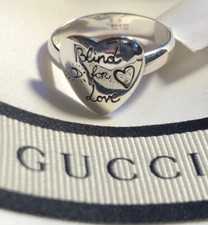 AUTHENTIC GUCCI - Sterling Silver - Blind For Love Heart Ring