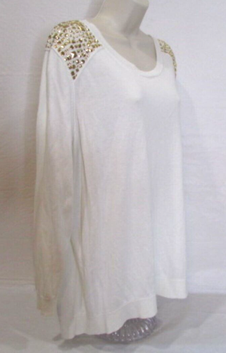 Michael Kors 3X Bone Top with Studded Shoulder - Picture 4 of 7