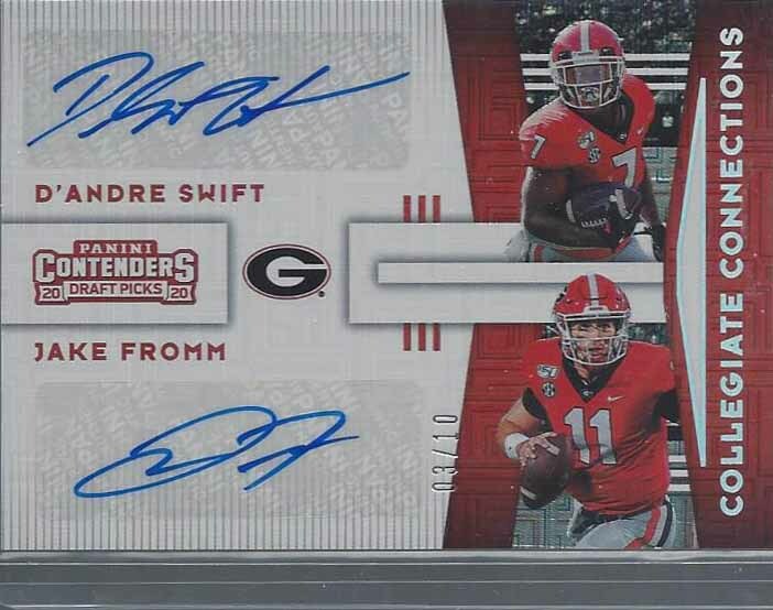 D'ANDRE SWIFT JAKE FROMM 2020 CONTENDERS COLLEGIATE CONNECTIONS AUTO RC #D 3/10