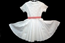 Sz 6 Vtg 70s Girls Dress White Lace Top Accordion Pleated Skirt Kate Greenaway