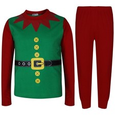 Kids Girls Boys Elf Green Christmas Pyjamas Festive PJS Set Xmas Costume 2-6