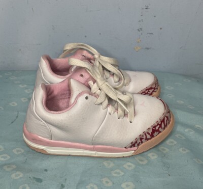 Air Jordan 23 Classic Leather Sneakers Lace-Up Pink-White Kids