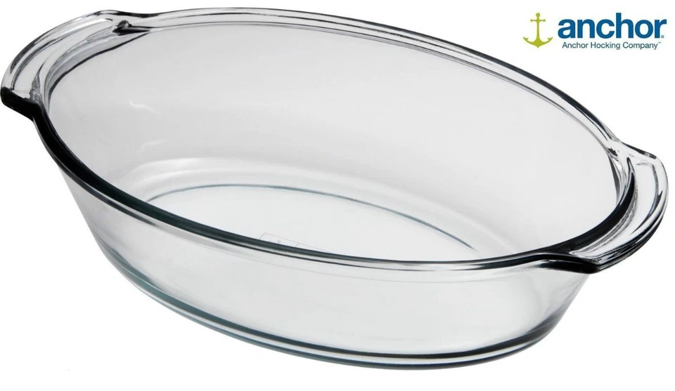 Anchor Hocking 4 Litre Very Large Deep Glass Oval Oven Roasting Dish Baking Dish - Image 1 of 1
