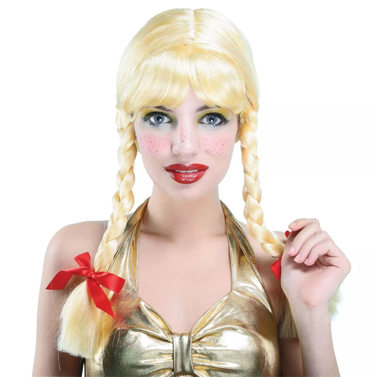 Cheap blonde pigtail wig cheap