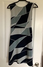 Ann Taylor Factory Petite Patterned Dress - Navy Blue & Grey - Size 8P