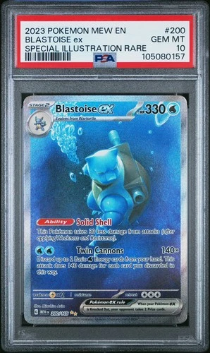 2023 POKEMON MEW EN-151 SPECIAL ILLUSTRATION RARE #200 BLASTOISE EX PSA 10