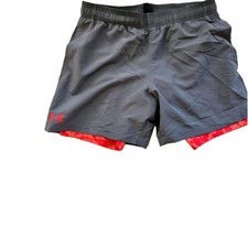 Under Armour Shorts Youth Large Gray/Red Athletic Woven Running Gym NWT