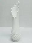 Vintage Fenton Swung Footed Vase White Milk Glass Hobnail 12 Finger 12”