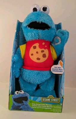 Sesame Street Cookie Monster Sing Along Plush Toy Interactive Flashing Light New