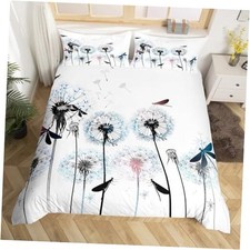 Dragonfly Duvet Cover Queen Size,Colorful Queen No Comforter Dandelion