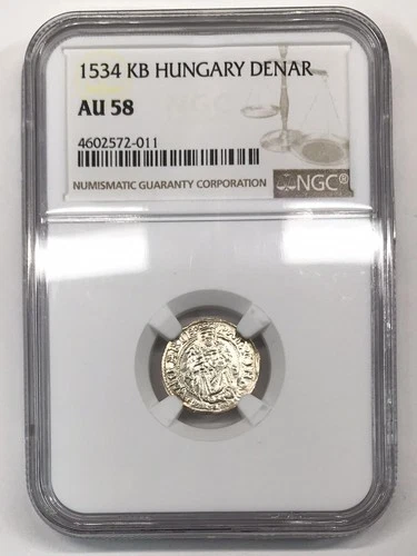 1534 KB Hungary Silver Denar (Denier) NGC AU58 - Ferdinand I - Madonna & Child