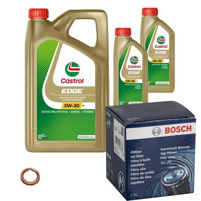 BOSCH Ölfilter 7 L Castrol EDGE 5W-30 M für Nissan Urvan Bus 2.5 D 2.3