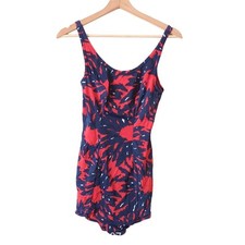 Vintage Womens Swimsuit 34L Dolfin 40s 50s Red Blue Retro PinUp Rockabilly Small