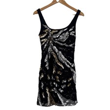 Nasty Gal Dress Women 2 Black Sequin Lightning Bolt Bodycon Party Disco