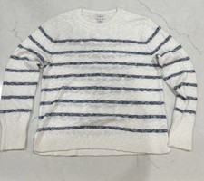 J.Crew White Navy Striped Coastal Sweater Small Nautical Lightweight Knit