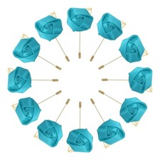 12 Pcs Groom Boutonnieres Rose Boutonnieres Pins for Men Sky Blue