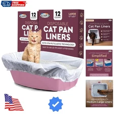 Cat Litter box liner Disposable, Elastic Liners- 24-count-For Medium and Larg...